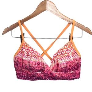 Athleta Pink and Orange Bikini Top Size 36D/DD NWT